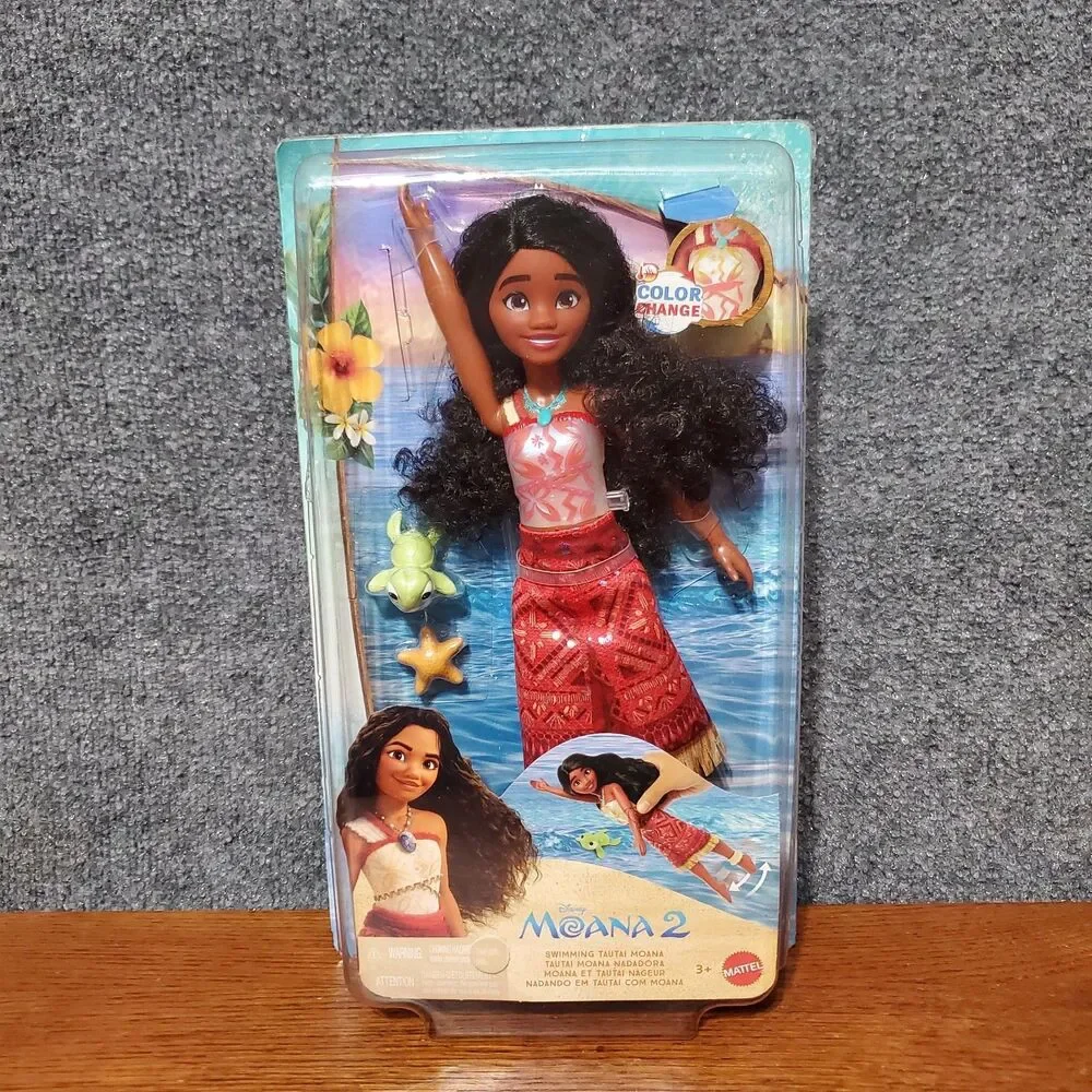Mattel - Disney Moana 2 Swimming Tautai Moana Doll Color Change New Toy Doll